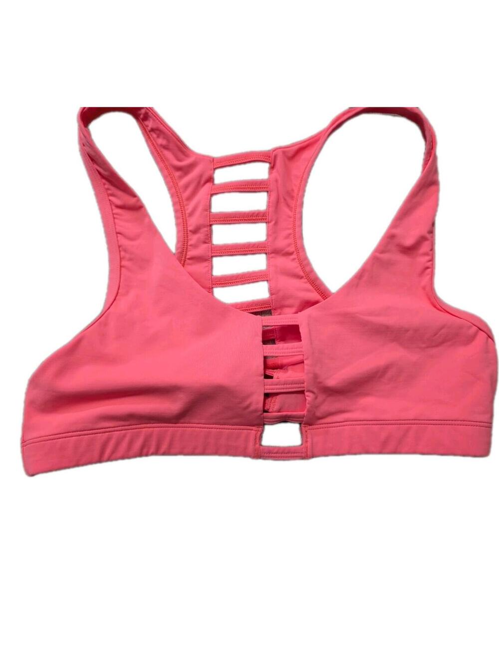 Victorias Secret PINK Sports Bra‎ Neon Pink Large Racerback Ladder Gently Worn